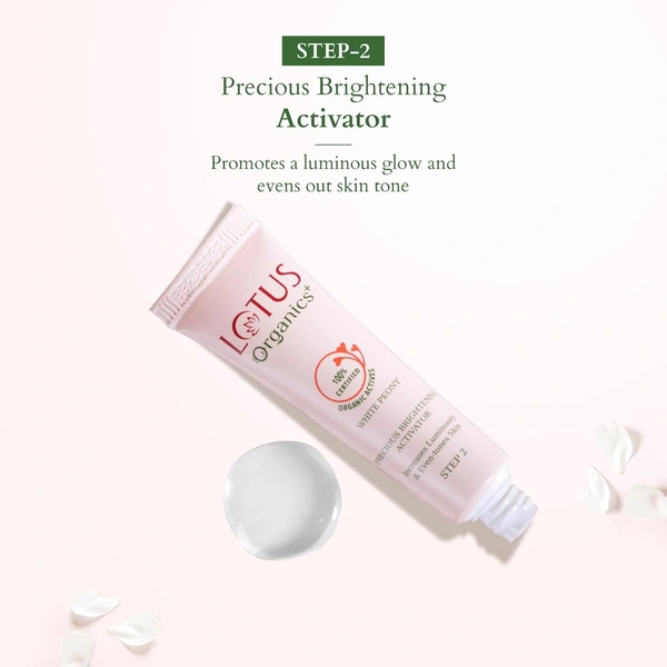 Lotus Organics+ Precious Brightening Facial Kit | 4-Step Bright & Glowing Skin Care | Made with Organic Ingredients | For Men & Women | All Skin Types | Salon-like Glow at Home