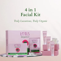Lotus Organics+ Precious Brightening Facial Kit 47g| With 4 Steps for Instant Bright & Glowing Skin | Enriched with 100% Certified Organic Actives | For Men & Women