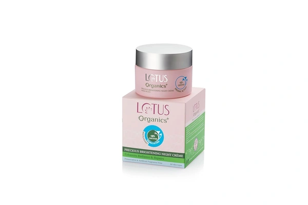 Lotus Organics+ Precious Brightening Night Cream 50g | Reduces Dark Spots, Blemishes & Pigmentation | 100% Certified Organic White Peony | Sulphate & Paraben Free | All Skin Types