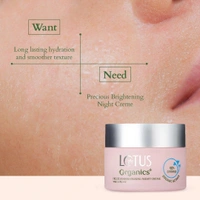 Lotus Organics+ Precious Brightening Night Cream 50g | Reduces Dark Spots, Blemishes & Pigmentation | 100% Certified Organic White Peony | Sulphate & Paraben Free | All Skin Types
