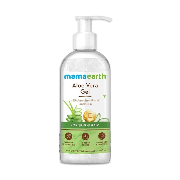 Mama Earth Mama earth Aloe Vera Gel 300ml | 100% Pure & Natural Aloe Vera Gel  with Vitamin E for Skin | Hair & Sunburn Relief | Hydrates, Soothes & Nourishes