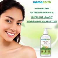 Mama Earth Mama earth Aloe Vera Gel 300ml | 100% Pure & Natural Aloe Vera Gel  with Vitamin E for Skin | Hair & Sunburn Relief | Hydrates, Soothes & Nourishes