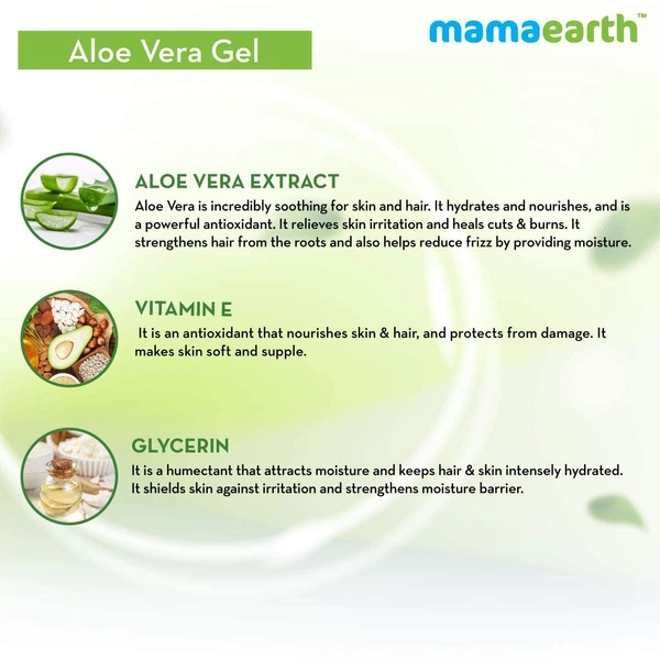 Mama Earth Mama earth Aloe Vera Gel 300ml | 100% Pure & Natural Aloe Vera Gel  with Vitamin E for Skin | Hair & Sunburn Relief | Hydrates, Soothes & Nourishes