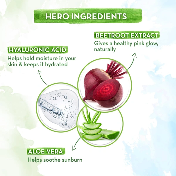 Derma Co Mamaearth Hydraful Sunscreen 50g | with Beetroot & Hyaluronic Acid | SPF 50 & PA++++ | For Hydrated Sun Protection | Lightweight | Natural Glow | For Oily, Combination & Dry Skin | UVA and UVB Protection