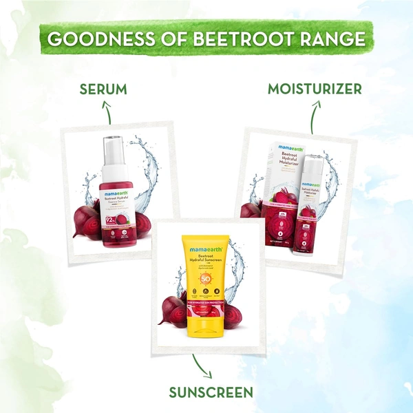 Derma Co Mamaearth Hydraful Sunscreen 50g | with Beetroot & Hyaluronic Acid | SPF 50 & PA++++ | For Hydrated Sun Protection | Lightweight | Natural Glow | For Oily, Combination & Dry Skin | UVA and UVB Protection