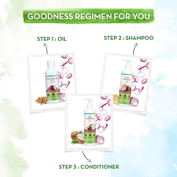 Mamaearth Onion Shampoo 250ml | with Onion Oil & Plant Keratin | Paraben & SLS Free | Anti-Frizz Hair | Chemical-Free | Keratin-Infused Shampoo | Hair Fall Control |  Strengthens Roots & Repairs Damage | for All Hair Types