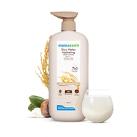 Mamaearth Rice Water Hydrating Body Lotion | with Rice Water & Niacinamide | for Dewy Glass Skin | 48H Moisturization | For Very Dry Skin | 7in1 Total Care | Made with 100% Natural Butter | Non-Greasy Formula | Natural ingredients body lotion | for Soft, Supple Skin |400ml