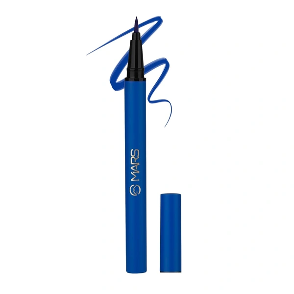Mars City Stroke Charming Eyes Liquid Eyeliner (1ml) - 03 Blue| Long-Lasting, Smudge-Proof | Felt Tip for Precision | Quick-Drying Formula