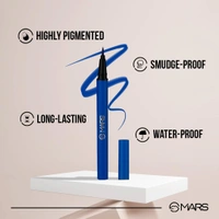 Mars City Stroke Charming Eyes Liquid Eyeliner (1ml) - 03 Blue| Long-Lasting, Smudge-Proof | Felt Tip for Precision | Quick-Drying Formula