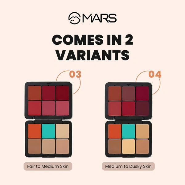 Mars Cover Rangers Creamy Matte Concealer & Corrector Palette 03 Multicolor, 24 gm | Easy-to-Blend | Lightweight Concealer for Face Makeup
