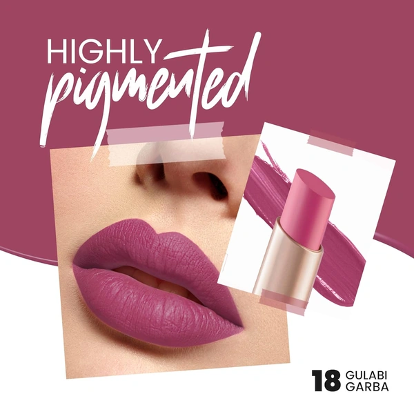 Mars MARS Creamy Matte Long-Lasting Lipstick for Women 3.2g (Shade 18-Gulabi Garba)| Smooth & Lightweight | Single Swipe Application