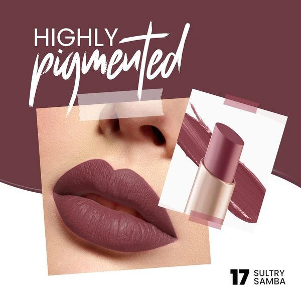 Mars MARS Creamy Matte Long-Lasting Lipstick for Women 3.2g (Shade 17-Sultry Samba)| Smooth & Lightweight | Single Swipe Application
