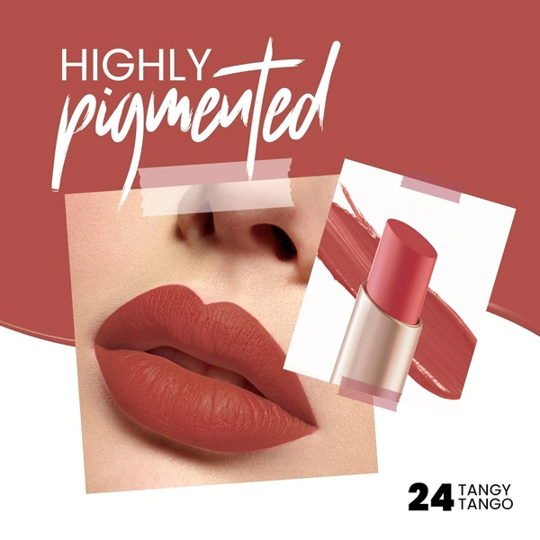 Mars MARS Creamy Matte Long-Lasting Lipstick for Women 3.2g (Shade 24-Tangy Tango)| Smooth & Lightweight | Single Swipe Application