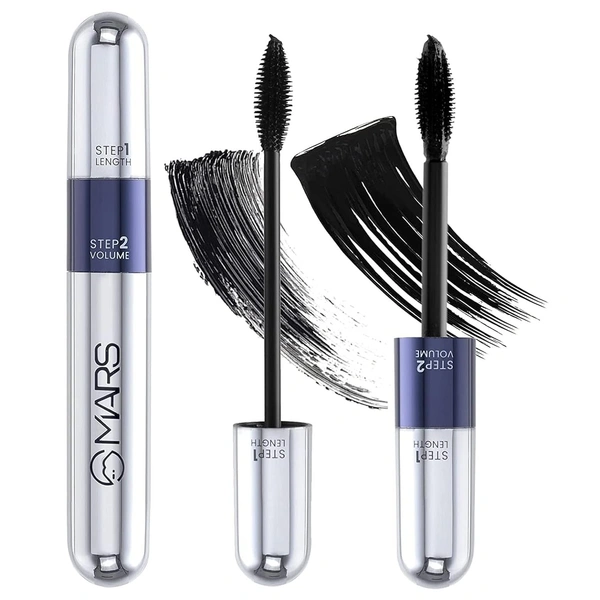 Mars Double Trouble Volumizing and Lengthening Mascara | Long Lasting | Full, Bold Lashes | 2-in-1 Mascara | Smudgeproof & Water Resistance | - 15ml