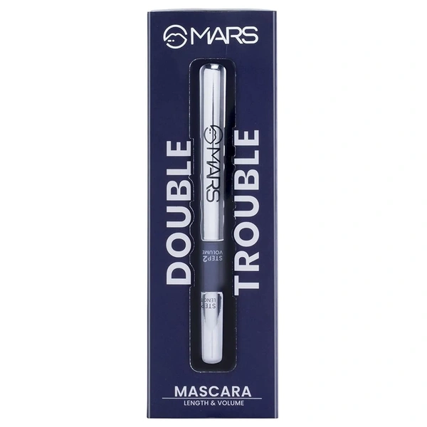 Mars Double Trouble Volumizing and Lengthening Mascara | Long Lasting | Full, Bold Lashes | 2-in-1 Mascara | Smudgeproof & Water Resistance | - 15ml