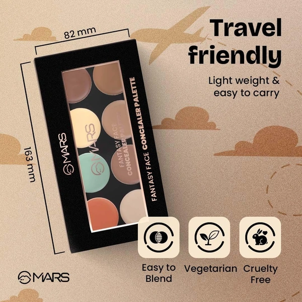 Mars Fantasy Face Concealer Palette 16g, 01-Medium | Rich & Creamy Texture | Long-Lasting Wear | All-In-One Versatile Coverage | Multi Shades