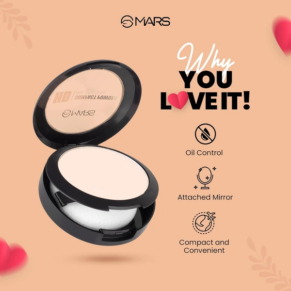 Mars HD Mattifying Compact Powder 06 Cocoa (8g) | Long-Lasting | Lightweight Formula | Oil Control |Flawless Matte Finish