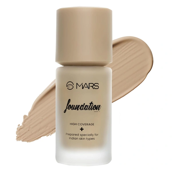 Mars High-Coverage Liquid Matte Foundation (Shade 04, 40ml) | High-pigment| Full Coverage & Flawless Matte Finish|Waterproof