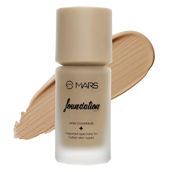 Mars High-Coverage Liquid Matte Foundation (Shade 05, 40ml) | High-pigment| Full Coverage & Flawless Matte Finish|Waterproof