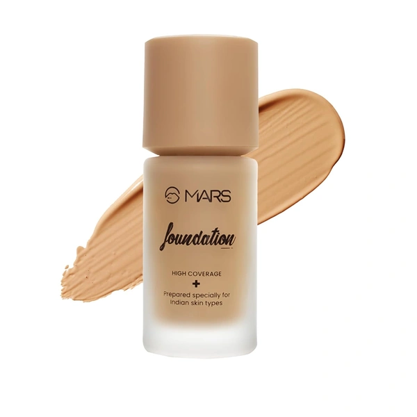 Mars High-Coverage Liquid Matte Foundation (Shade 06.5, 40ml) | High-pigment| Full Coverage & Flawless Matte Finish|Waterproof