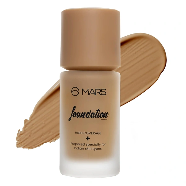 Mars High-Coverage Liquid Matte Foundation (Shade 08, 40ml) | High-pigment| Full Coverage & Flawless Matte Finish|Waterproof