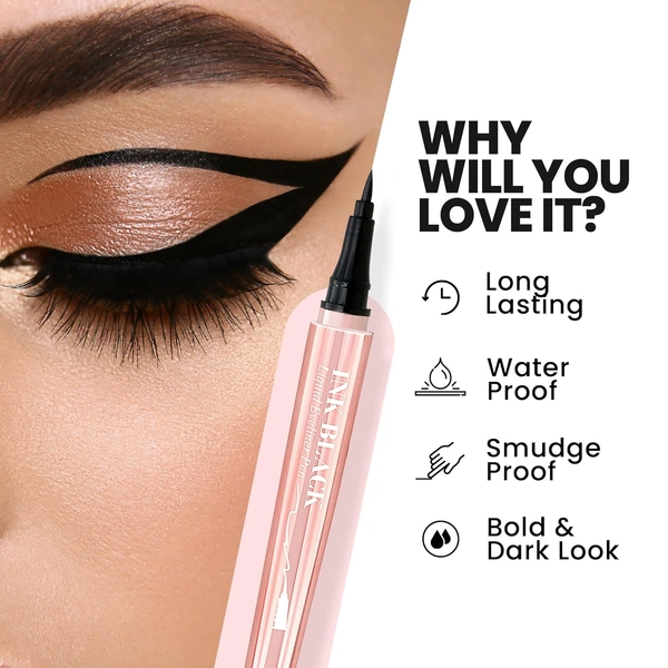 Mars Long-Lasting Liquid  Ink Eyeliner - 1ml | Waterproof | Smudge-Proof | Matte Black Finish
