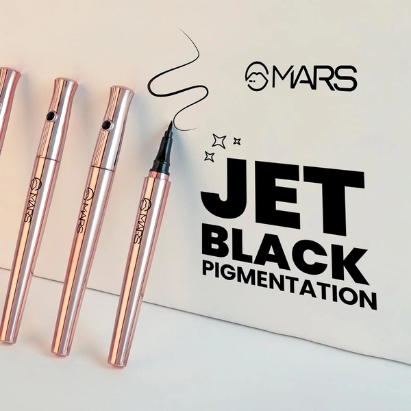 Mars Long-Lasting Liquid  Ink Eyeliner - 1ml | Waterproof | Smudge-Proof | Matte Black Finish