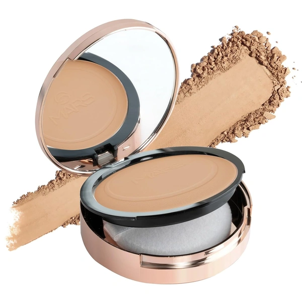 Mars Matte on Compact Powder 06 Tan, 8g |Applicator Puff | Flawless Matte Finish | Oil Absorbing | Pore Blurring | Long-Lasting | Lightweight Formula of Face Makeup