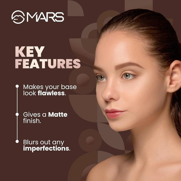 Mars Matte on Compact Powder 05 Honey, 8g |Applicator Puff | Flawless Matte Finish | Oil Absorbing | Pore Blurring | Long-Lasting | Lightweight Formula of Face Makeup