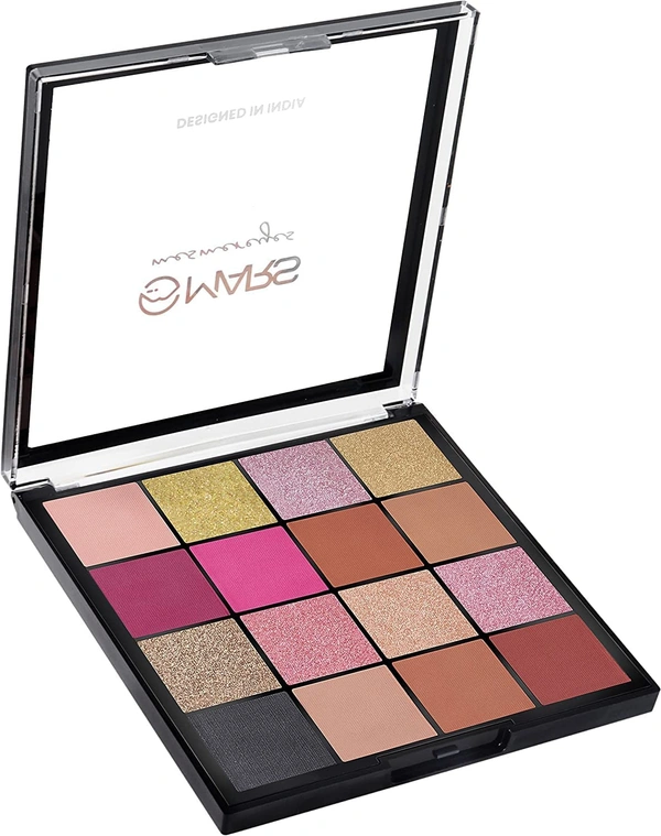 Mars Mesmereyes 16 Color Smoky Eyes Eyeshadow Palette 01 Multicolor, 80.8g| Highly Pigmented Matte & Shimmer Finishes