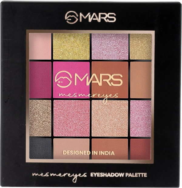 Mars Mesmereyes 16 Color Smoky Eyes Eyeshadow Palette 01 Multicolor, 80.8g| Highly Pigmented Matte & Shimmer Finishes