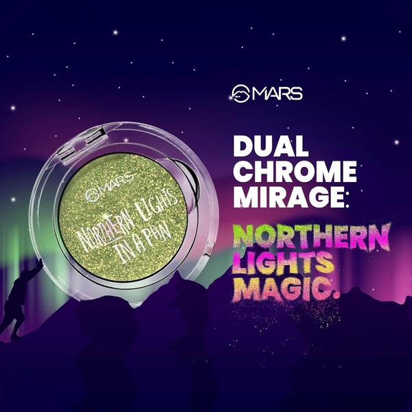 Mars Northern Lights in a Pan Eyeshadow 01-SWIRLING SWEDEN (0.5g)| Dual-Tone Shimmer | High Pigmentation | Easy to Blend