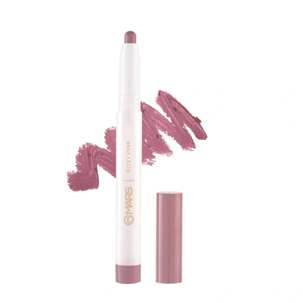 Mars Poppins Long-Lasting Lip Crayon 04-ROSY PINK (1.3g) | Matte Finish | Smudge-Proof & Kiss-Proof Lipstick for Women