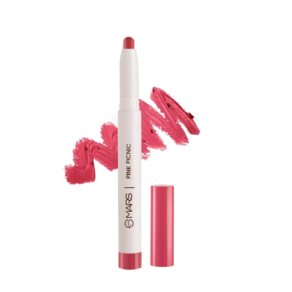 Mars Poppins Long-Lasting Lip Crayon 16-PINK PICNIC (1.3g) | Matte Finish | Smudge-Proof & Kiss-Proof Lipstick for Women