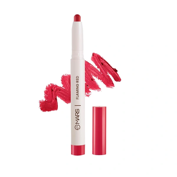 Mars Poppins Long-Lasting Lip Crayon 19-FLAMING RED (1.3g) | Matte Finish | Smudge-Proof & Kiss-Proof Lipstick for Women