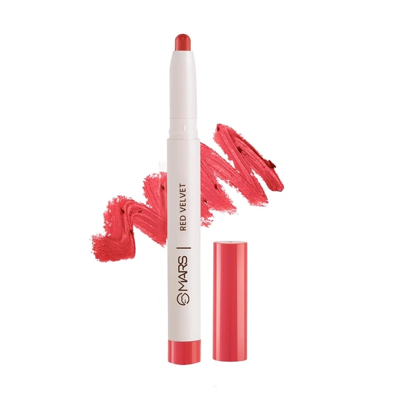 Mars Poppins Long-Lasting Lip Crayon 20-RED VELVET (1.3g) | Matte Finish | Smudge-Proof & Kiss-Proof Lipstick for Women