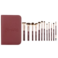 Mars Professional Makeup Maroon Brush Set 12 Piece | Soft Synthetic Bristles | Precise Face | Eyes & Brows Application