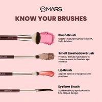 Mars Professional Makeup Maroon Brush Set 12 Piece | Soft Synthetic Bristles | Precise Face | Eyes & Brows Application