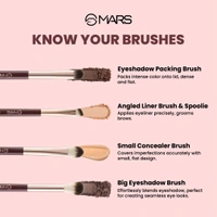 Mars Professional Makeup Maroon Brush Set 12 Piece | Soft Synthetic Bristles | Precise Face | Eyes & Brows Application