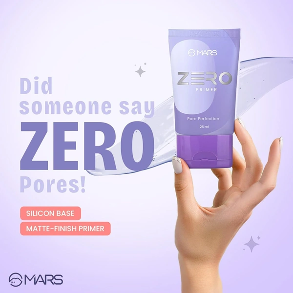 Mars MARS Zero Face Primer 25ml | Silicone-Based Gel, Blurs Pores Controls Oil | Smoothens Skin, Radiant Complexion | Long-Lasting Makeup Base for All Skin Types