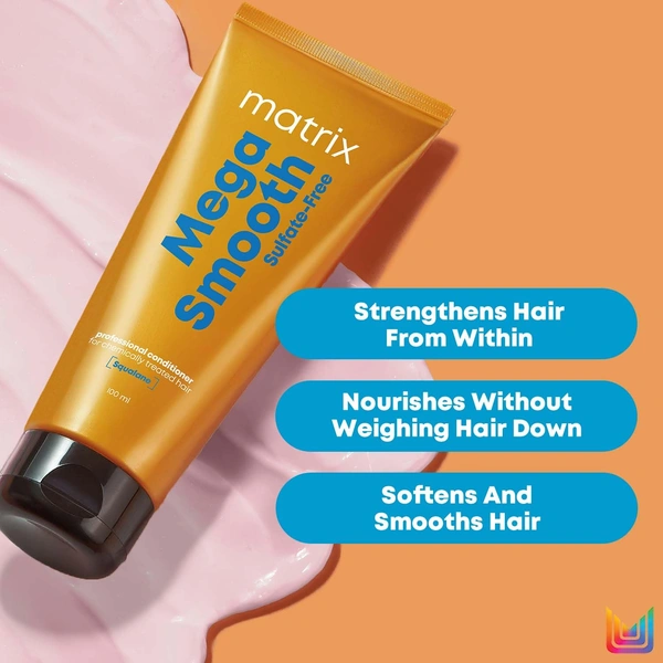 Matrix Mega Smooth Sulfate-Free Conditioner 198g | With Squalene & Bonding Blend | Gentle Care & Bond Repair | Smoothens & Protects Chemically Treated Hair