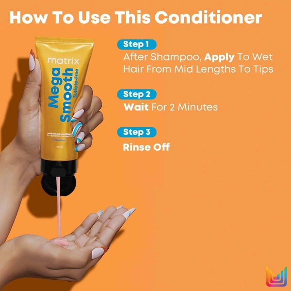 Matrix Mega Smooth Sulfate-Free Conditioner 198g | With Squalene & Bonding Blend | Gentle Care & Bond Repair | Smoothens & Protects Chemically Treated Hair