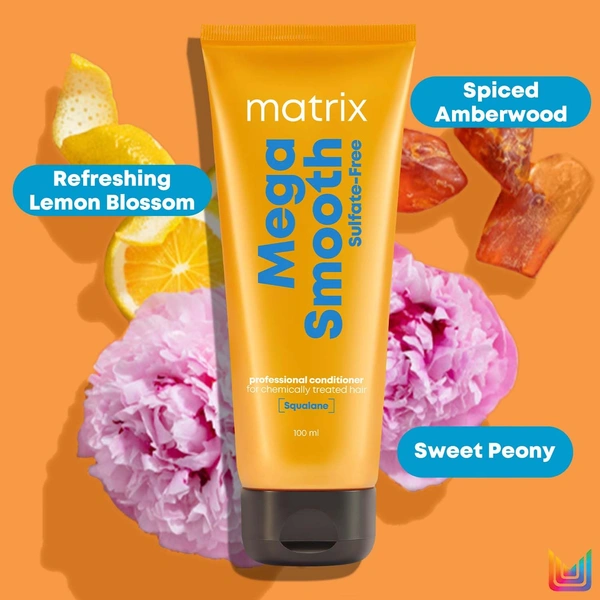 Matrix Mega Smooth Sulfate-Free Conditioner 98g | With Squalene & Bonding Blend | Gentle Care & Bond Repair | Smoothens & Protects Chemically Treated Hair