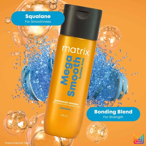 Matrix Mega Smooth Sulfate-Free Shampoo 200ml | For Colored & Chemically Treated Hair | Bond Repair Formula | Safe for Keratin, Botox, Nanoplastia, Cysteine & Smoothening