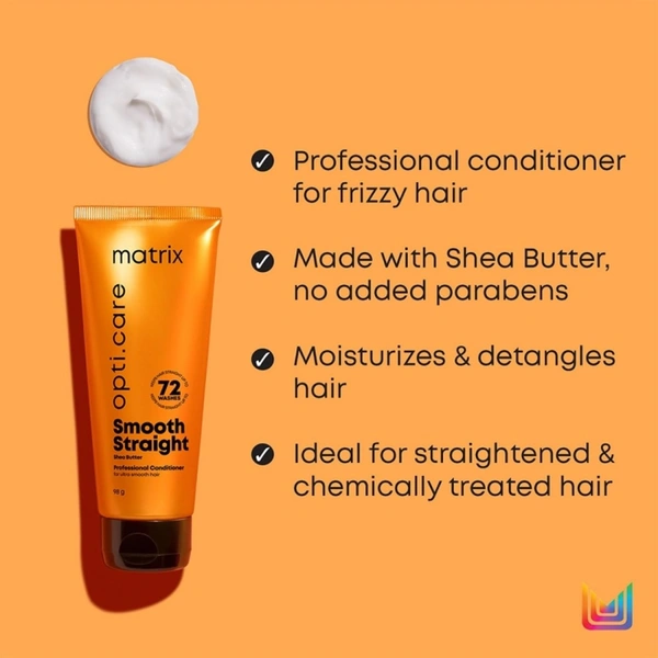 Matrix Opti Care Smooth Straight Shampoo & Conditioner Combo 350ml+196g | Shea Butter | Ultra Smooth Hair | Pack of 2 for Frizz-Free, Sleek Finish