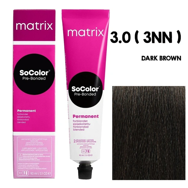 Matrix SoColor Hair Color 3N Dark Brown  90ML | Permanent Blended Hair Color | Long-Lasting & Pre-Bonded Formula | Vibrant, Even Coverage & Gray Coverage | Professional Hair Dye