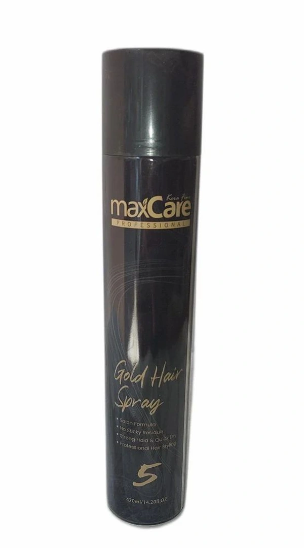 Max Care Professional Gold Hair Spray 420ml | Maximum Hold, Shine & Frizz Control | Non-Sticky Formula | Long-Lasting Styling | UV Protection | Professional Grade
