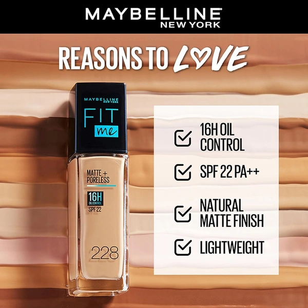 Maybelline New York Fit Me Matte + Poreless Liquid Foundation 30ml with SPF 22 | Shade 115 Ivory | Oil-Control, Lightweight, Long-Wear | Smooth Matte Finish, Perfect Base