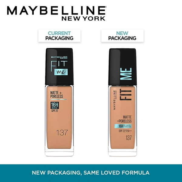 Maybelline New York Maybelline Fit Me Matte + Poreless Liquid Foundation 30ml 137 Golden tan with SPF 22 PA++ | Lightweight Daily Wear, Pore-Minimizing, Natural Matte Finish | Perfect for Indian Skin