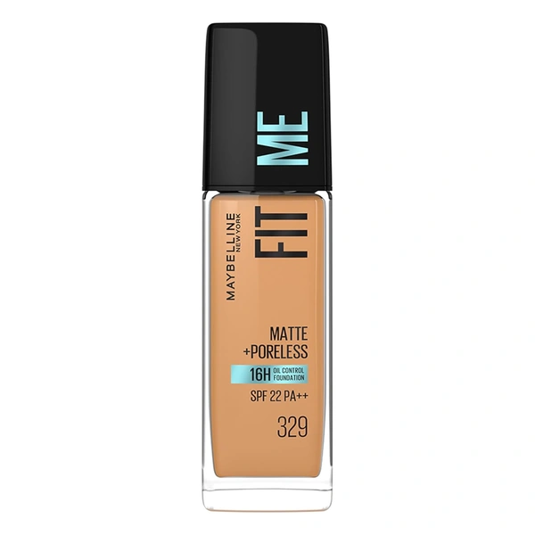 Maybelline New York Maybelline Fit Me Matte + Poreless Liquid Foundation 30ml Shade 329 with SPF 22 PA++ | 16H Oil Control | Lightweight Daily Wear Foundation | Pore-Minimizing Matte Finish for Indian Skin